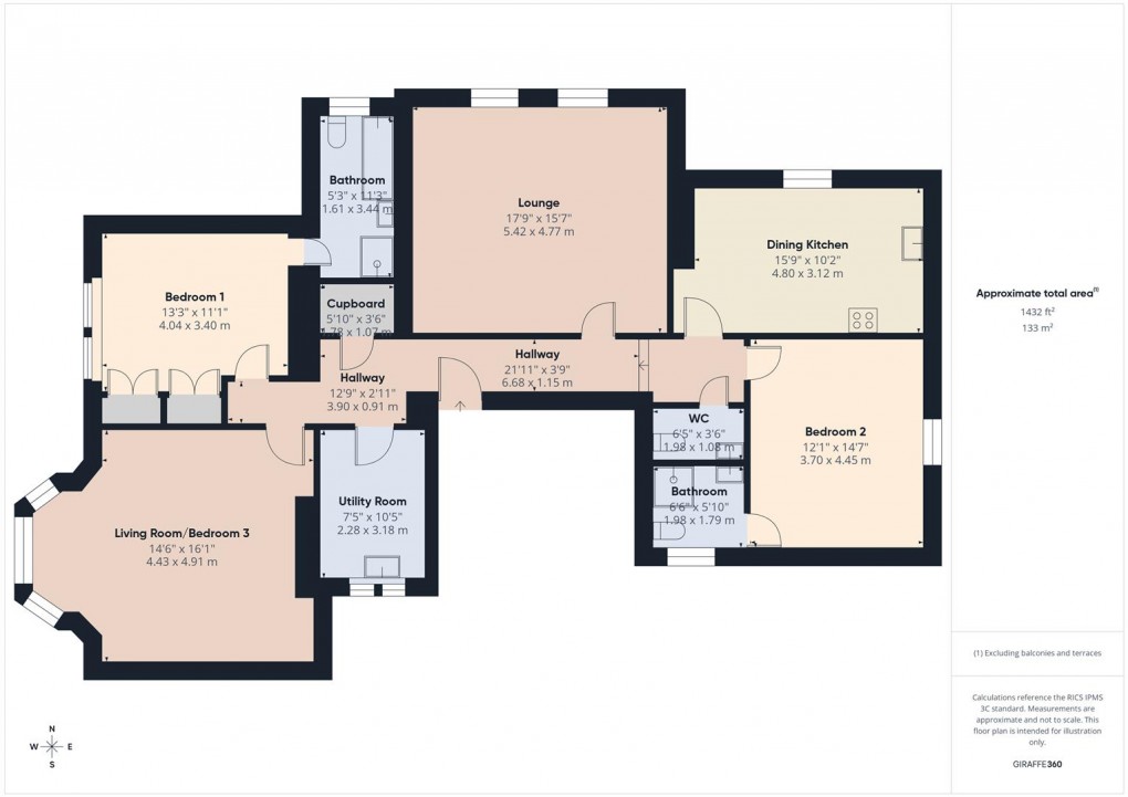 Floorplan for Hampton Court, 43 Park Road, Buxton
