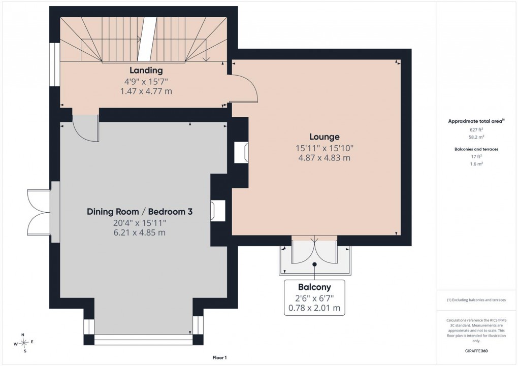 Floorplan for Flat 3, 151 Park Road, Buxton